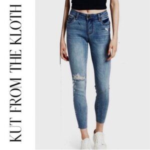 Kut From The Kloth Carlo High Rise Skinny Ankle Distressed Jeans Denim Size 4